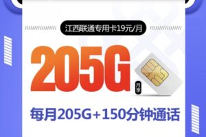 江西大流量卡套餐推荐：月租19元每月205G流量+150分钟通话-图片1